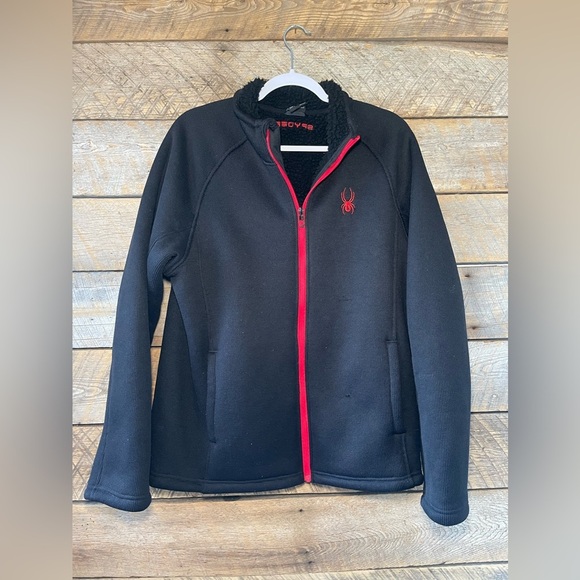 SPYDER Jacket Mens Large Black Constant Full-Zip Sweater Sherpa Lined Knit Coat - Picture 4 of 15